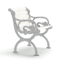 Fauteuil Byarum, Pin blanc laqué, support en aluminium brut
