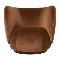 Fauteuil de salon Rico, Devoré velvet-Rust