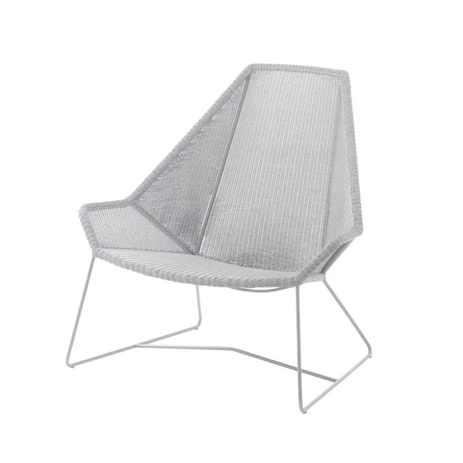 Fauteuil lounge Breeze weave haut dossier, White grey