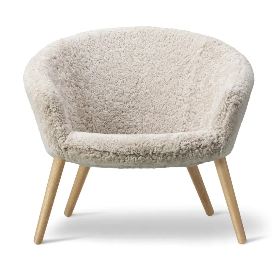 Fauteuil lounge Ditzel peau de mouton, Moonlight-chêne
