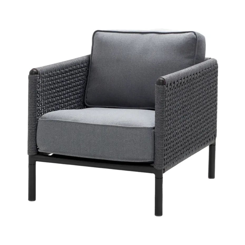 Fauteuil lounge Encore, Cane-Line airtouch lava grey/dark grey, incl. coussins