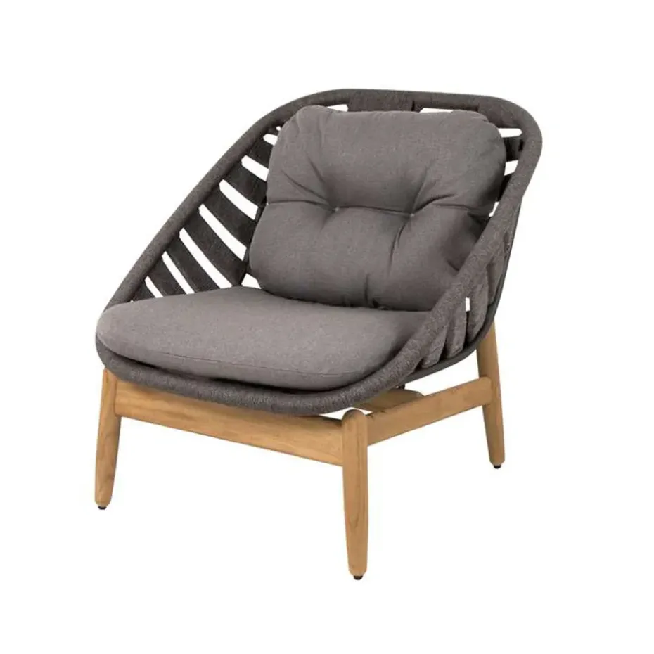 Fauteuil lounge Strington, Cane-Line Airtouch dark grey-teak