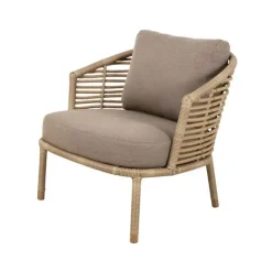 Fauteuil Sense Lounge, Cane-Line Natté taupe, naturel, incl coussins taupe
