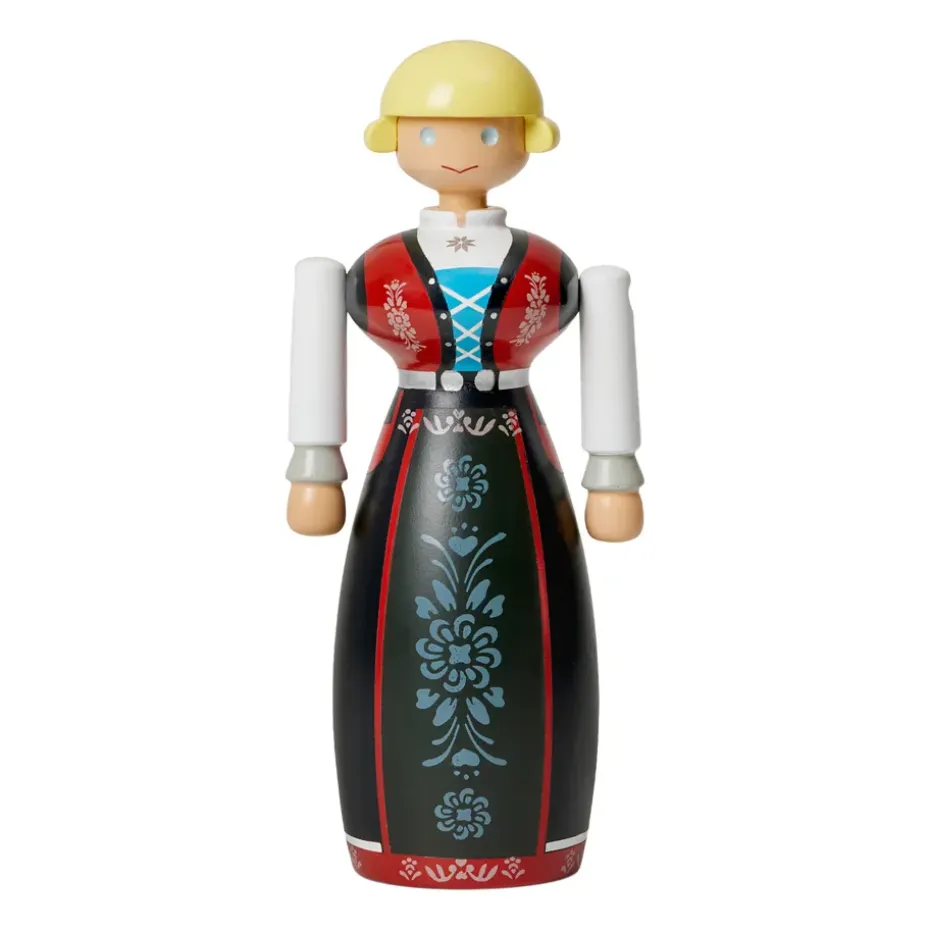 Femme en habits traditionnels norvégiens de Kay Bojesen, Noir-rouge-blanc