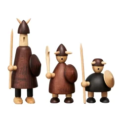 Figures en bois The vikings of Denmark 3 Pièces, Stained beech