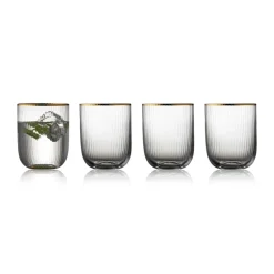 Gobelet en verre Palermo Gold 35 cl, lot de 4, Transparent-or