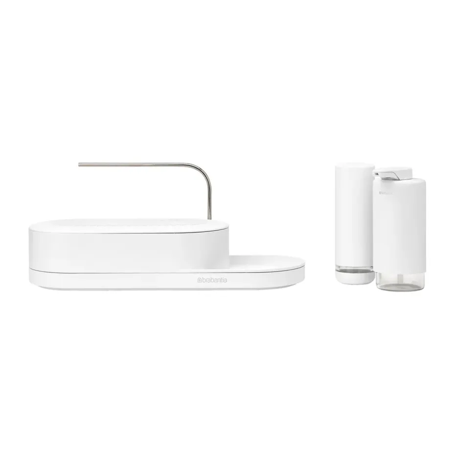 Égouttoir-organisateur d'évier SinkStyle, ensemble 3 pièces, Mineral Fresh White