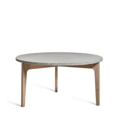 Höllviken table basse Ø80 cm, Calcaire, pieds en chêne blanc pigmenté