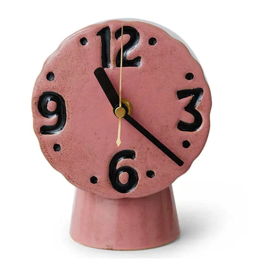 Horloge en céramique rétro 16,2 cm, Pink