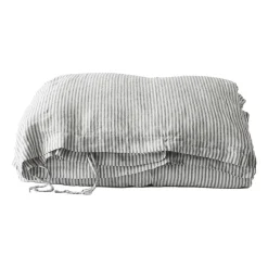 Housse de couette en lin 140x200 cm, Gris/blanc