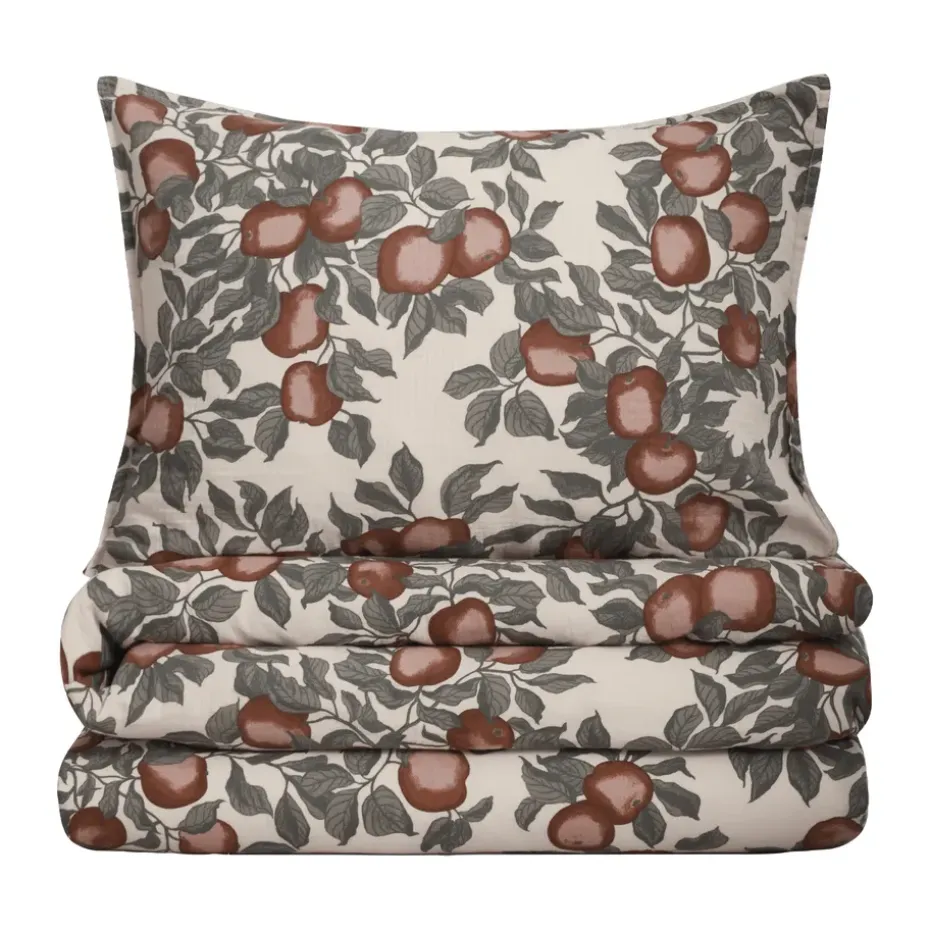 Housse de couette et taie d'oreiller Pomme Muslin, 140x200 cm/50x70 cm
