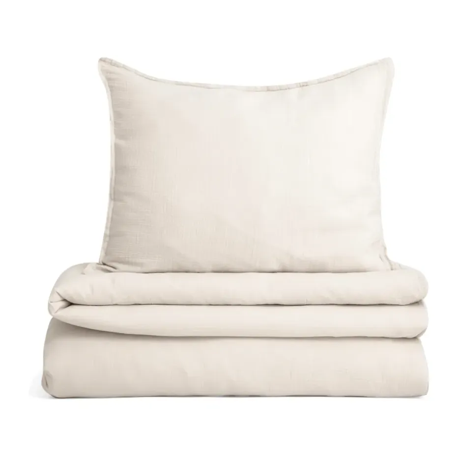 Housse de couette et taie d'oreiller Eggshell Muslin, 140x200 cm/50x70 cm
