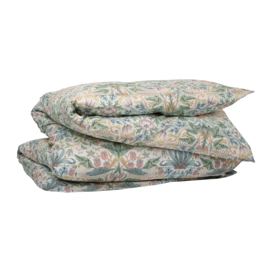 Housse de couette Morris & Co. Strawberry Thief, Vert, 150x210 cm
