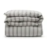 Housse de couette rayée en lyocell et coton 220x220 cm, Gris/Blanc cassé