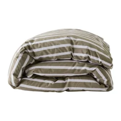 Housse de couette rayée Tell Me More en coton, Olive, 240x220 cm