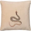 Housse de coussin brodée Cobra 50 x 50 cm, Beige