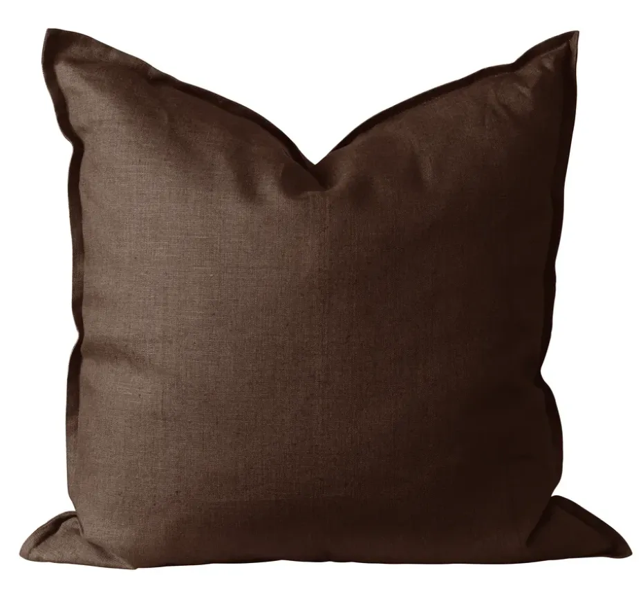 Housse de coussin en lin Calm 50x50 cm, Chocolate Brown