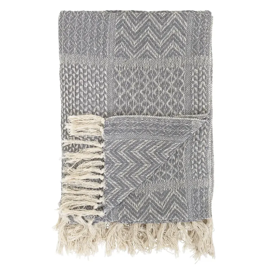 Jeté à motifs Bloomingville, gris