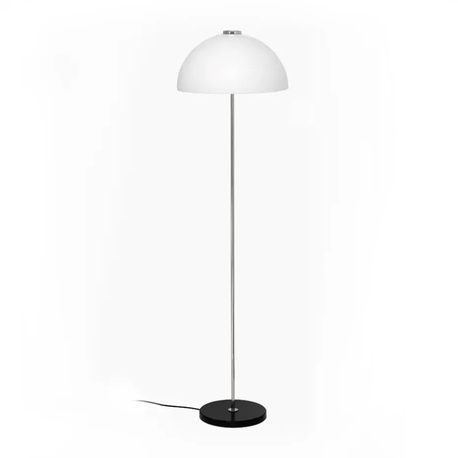 Lampadaire Kupoli, Noir-détails métalliques-abat-jour blanc
