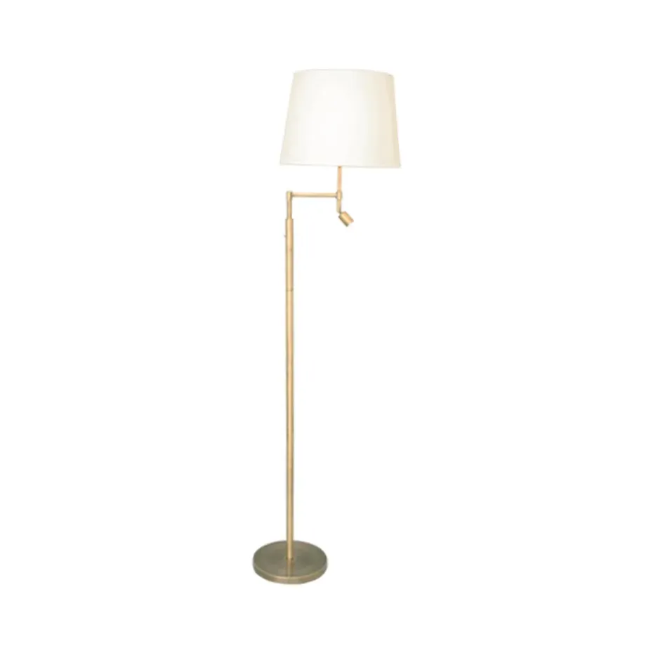 Lampadaire Orlando, beige, structure en laiton ancien