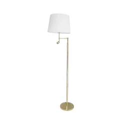 Lampadaire Orlando, blanc, structure en laiton