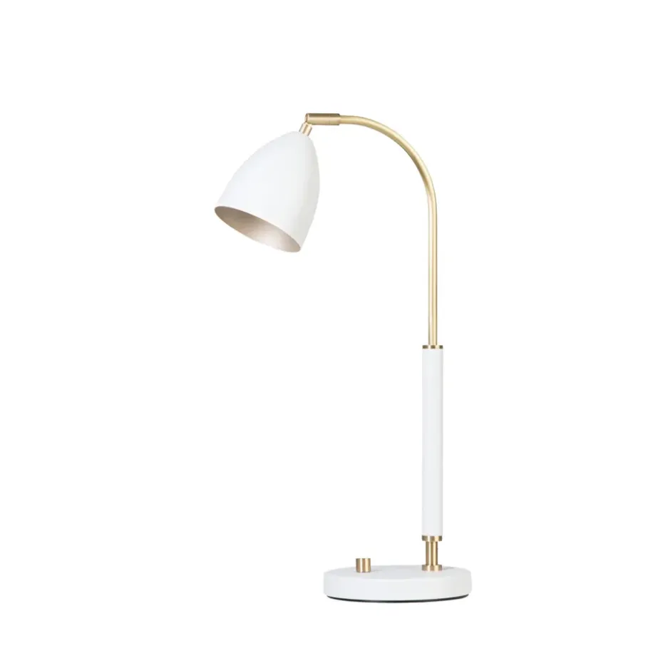 Lampe de table Deluxe, blanc, laiton