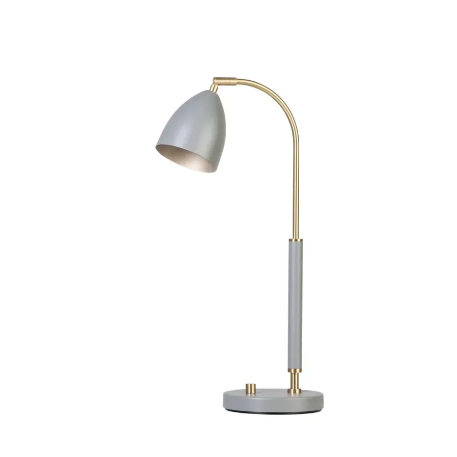 Lampe de table Deluxe, gris chaud, laiton
