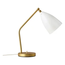 Lampe de table Gräshoppa brillante, Blanc d'albâtre-laiton