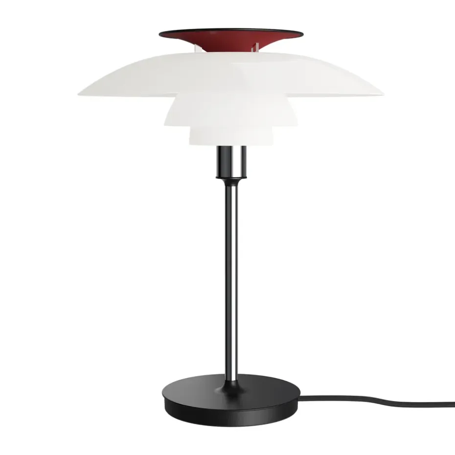 Lampe de table PH 80, Verre opalin blanc, chromé
