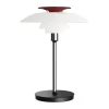 Lampe de table portable PH 80, Verre opalin blanc, chromé