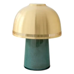 Lampe de table Raku SH8, Vert bleu et laiton
