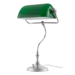 Lampe Lampe de table Bankir, Plaqué nickel-vert