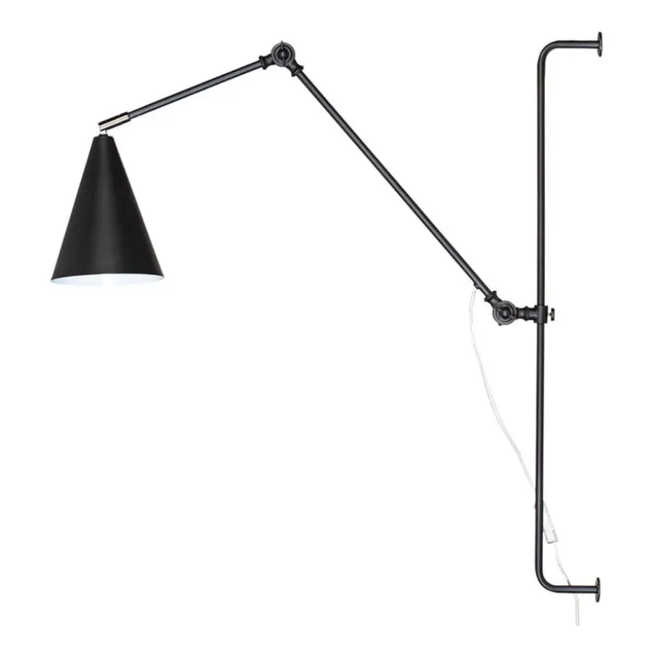 Lampe murale Yukon long, Noir mat