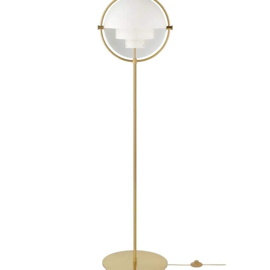 Lampe sur pied Multi-Lite, Laiton-blanc