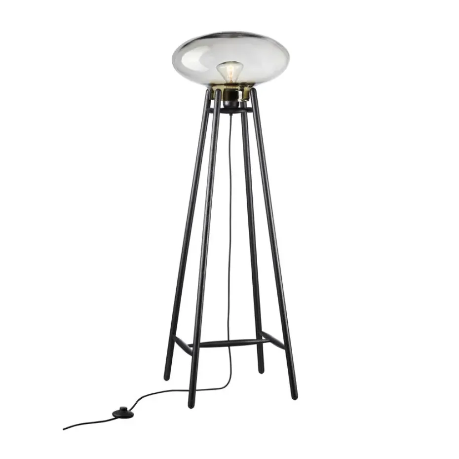 Lampe sur pied U5 Hiti, Smokey grey-oak black painted