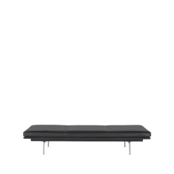 Lit de repos Outline, Refine leather black-Aluminium