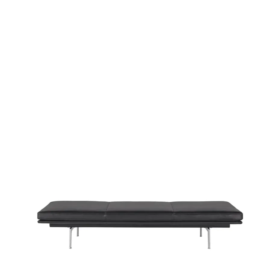 Lit de repos Outline, Refine leather black-Aluminium