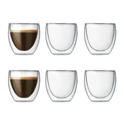 Lot 6 verres Pavina double paroi, 0,08 L