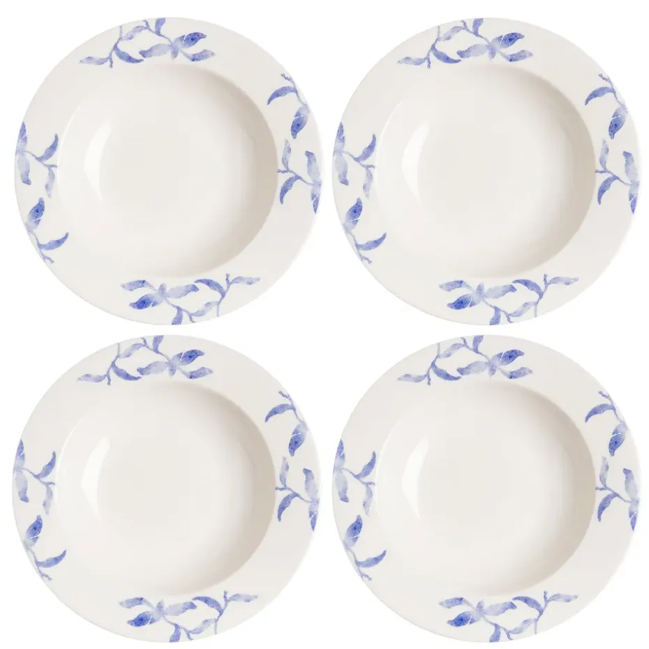 Lot de 4 assiettes creuses Havspil 23cm, bleu-blanc