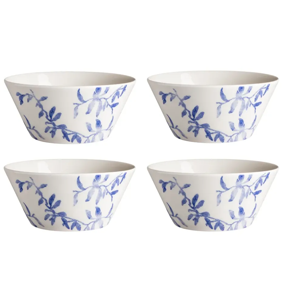 Lot de 4 bols Havspil 60cl, bleu-blanc