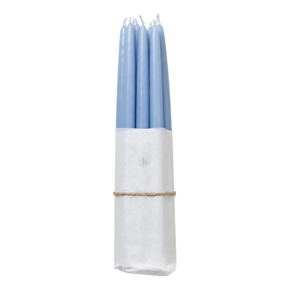 Lot de 10 bougies anciennes trempées Broste Copenhagen, Plein air bleu clair