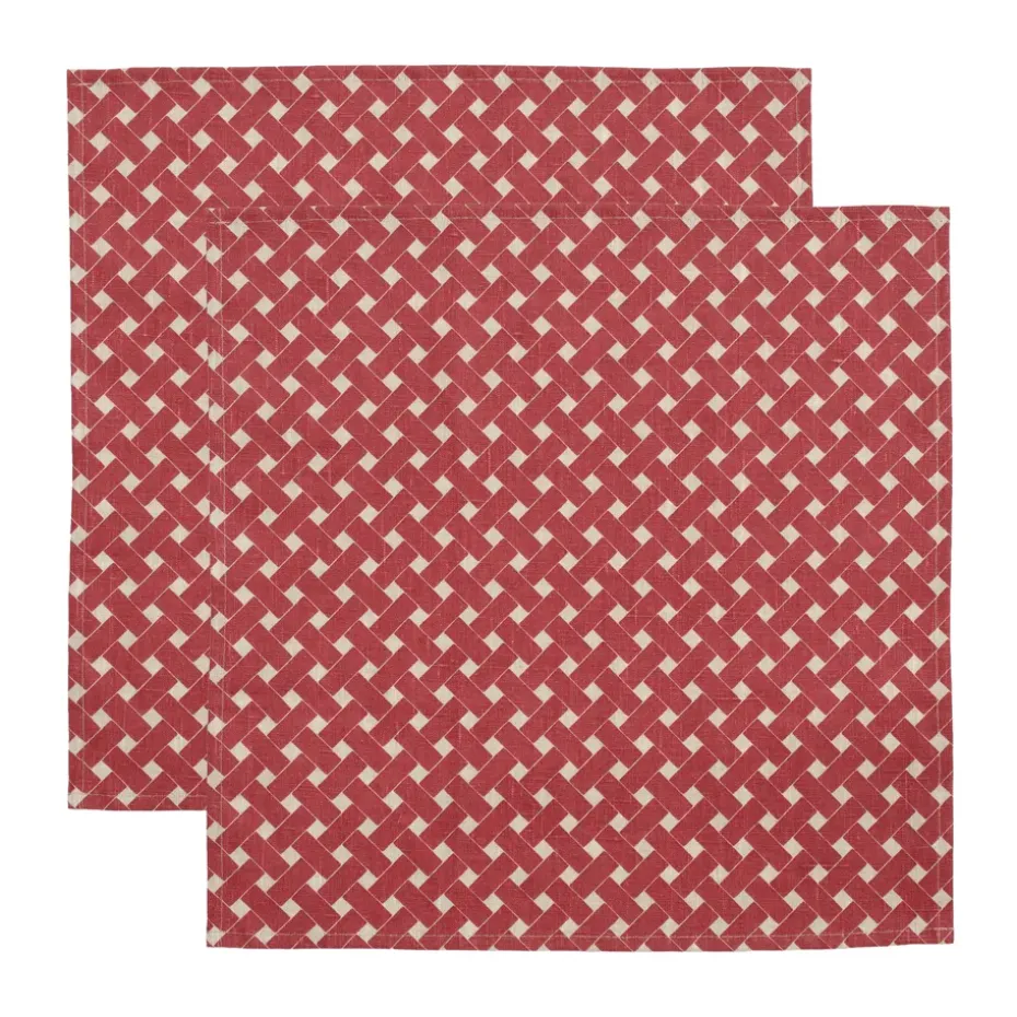 Lot de 2 serviettes en osier 45x45 cm, Rouge