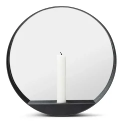 Miroir/Bougeoir Glim Ø28 cm, Noir