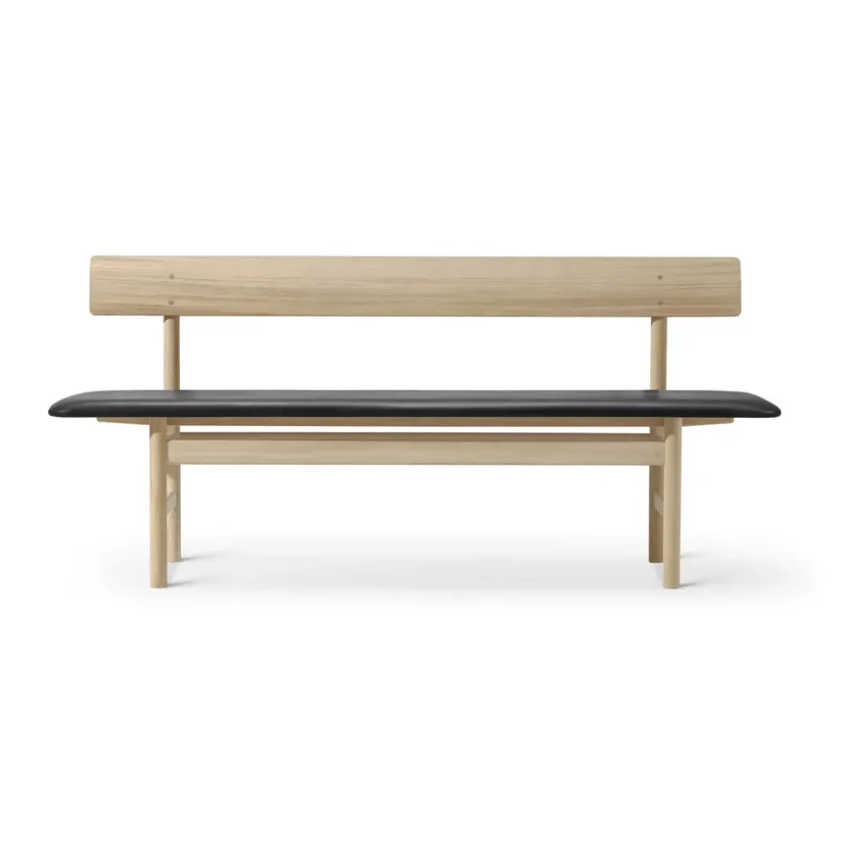 Mogensen 3171 banc, Savonné chêne-cuir omni 301 black