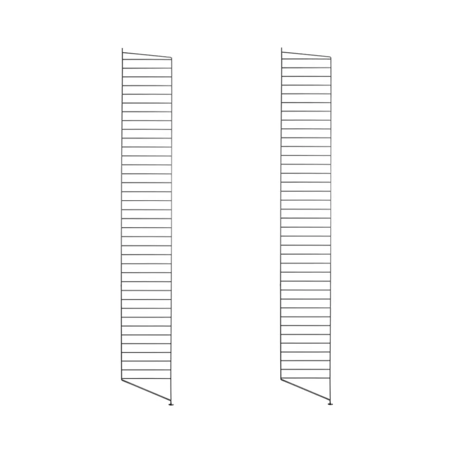 Montant d'étagère String, noir, 200x30 cm, lot de 2