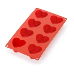 Moule en forme de cœur en silicone Lékué lot de 8, Rouge