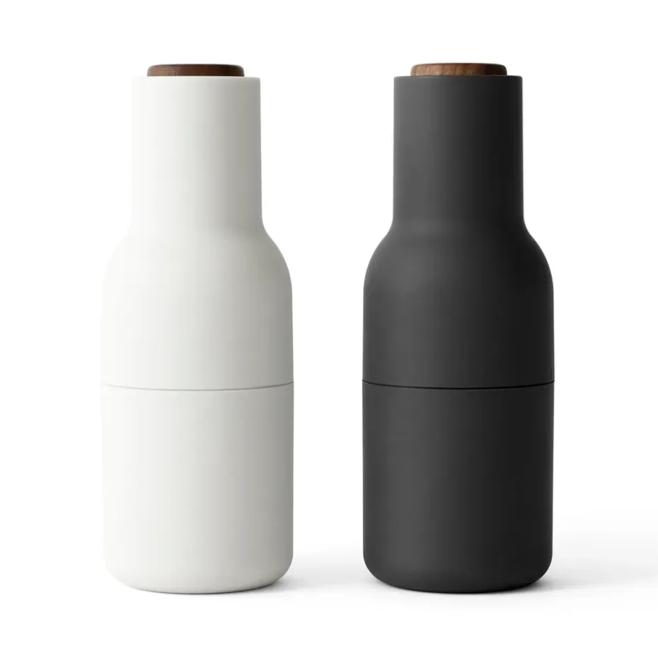 Moulin à poivre et à sel Bottle Grinder lot de 2, Ash-carbon (couvercle en noyer)