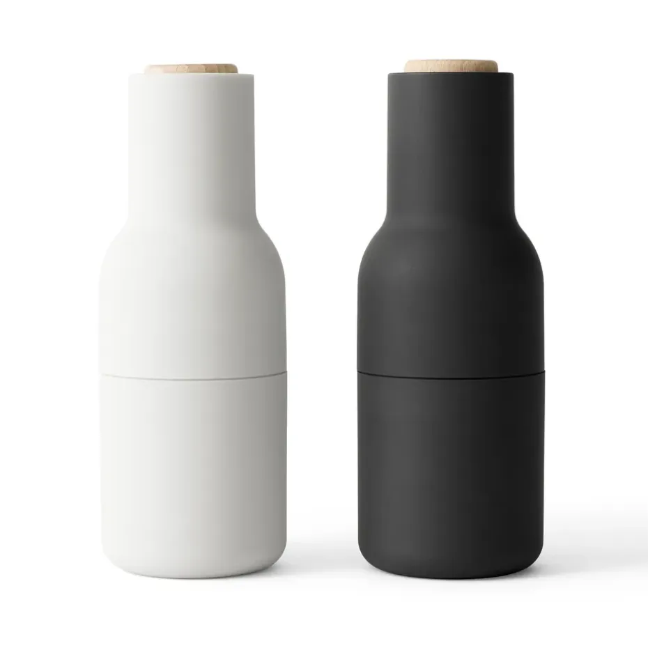 Moulin à poivre et à sel Bottle Grinder lot de 2, Ash-carbon (couvercle en hêtre)