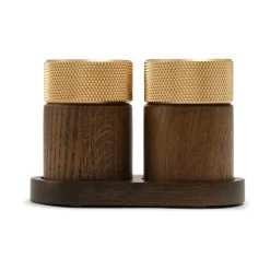 Moulin à sel et poivre Sina 6 cm, Frêne foncé – laiton