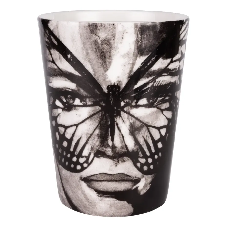 Mug Golden Butterfly 35 cl, Black-white